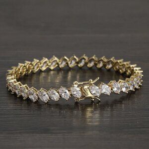 2ct Oval Diamond Womens 14K Gold Tennis Bracelet Ladies 14 Karat Silver Jewelry